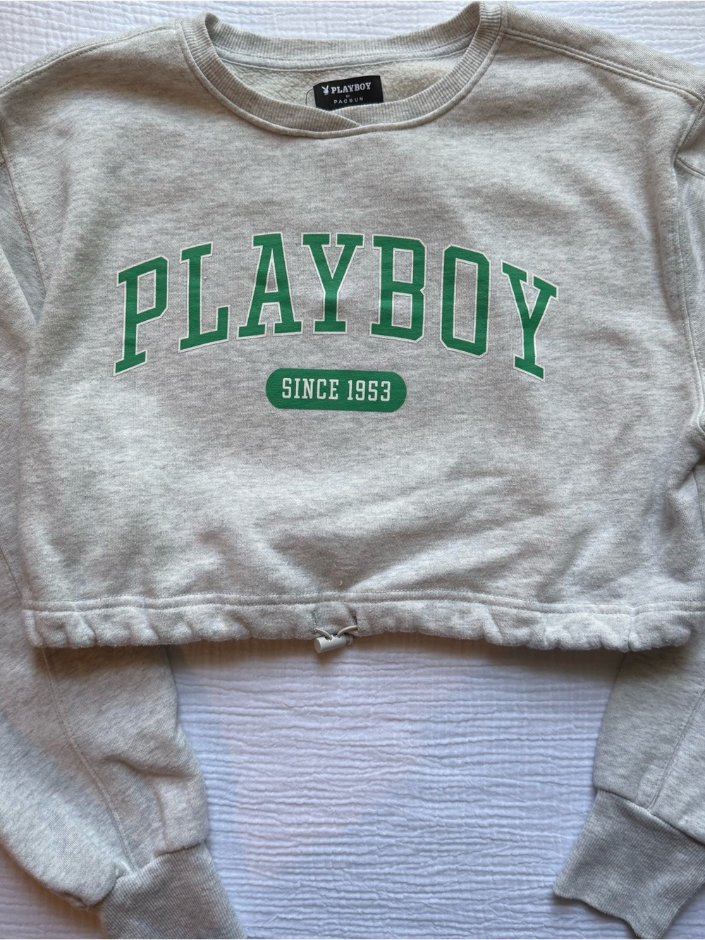 Y2K PacSun x Playboy Cropped Gray Sweatshirt XS